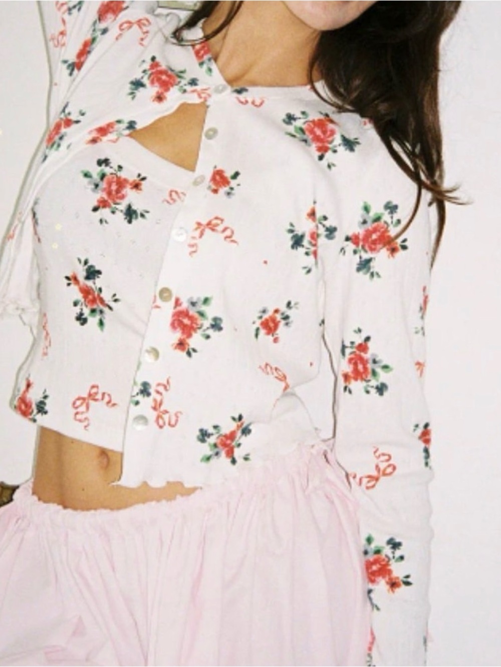 Lisa Says Gah Poppy Pointelle Bouquet Tank & Cardigan Set – Size S